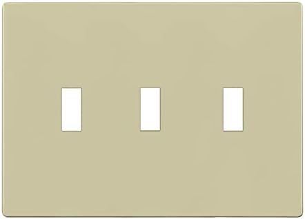 ENERLITES Screwless Triple Toggle Light Switch Wall Plate Cover, Ivory