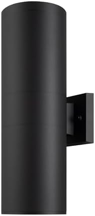mirrea 18" Modern Outdoor Porch Light in 2 Lights, Matte Black, 1 Pack