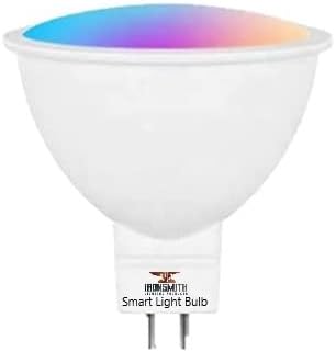 Ironsmith Lighting Products Dimmable 5W GU5.3 Base Smart LED Lights - Alexa and Google Assistant, WiFi, Tuya Control ‎6500K 400 Lumens Halogen Light Bulbs Support - Timer with Color Changing