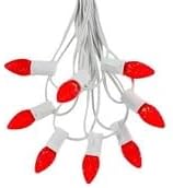Novelty Lights 25 Foot C7 LED Outdoor Lighting Patio Christmas String Lights, Red, White Wire, 25 Bulbs