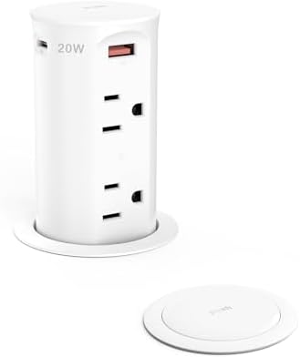 Jgstkcity Pop up Countertop Outlet,2.5in Hole Desk Grommet,White