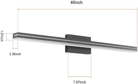 SineRise 40-Inch LED Modern Bathroom Vanity Light Bar, Matte Black Modern Acrylic Bathroom Wall Lighting Fixtures Over Mirror (Cool White 6000K)