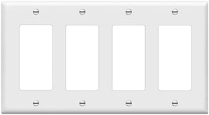 ENERLITES 4-Gang White Decorator Light Switch Outlet Wall Plate Cover