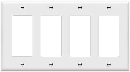 ENERLITES 4-Gang White Decorator Light Switch Outlet Wall Plate Cover
