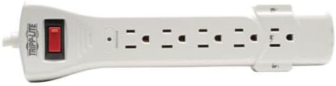 Tripp Lite 7 Outlet Surge Protector Power Strip, 12ft Long Cord, Right-Angle Plug, Fax/Modem Protection, RJ11, $50,000 Insurance (SUPER6TEL12)