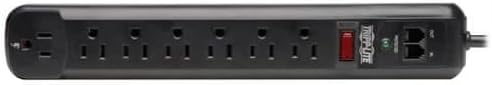 Tripp Lite 7 Outlet (6 Right Angle 1 Transformer) Surge Protector Power Strip, 6ft Cord, Tel/Modem, & $50K Insurance (TLP76RBTEL), Black