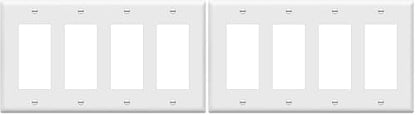 ENERLITES Decorator Light Switch or Receptacle Outlet Wall Plate, Gloss Finish, Size 4-Gang 4.50" x 8.19", Polycarbonate Thermoplastic, 8834-W, White, Standard Size (Pack of 2)