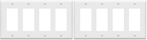ENERLITES Decorator Light Switch or Receptacle Outlet Wall Plate, Gloss Finish, Size 4-Gang 4.50" x 8.19", Polycarbonate Thermoplastic, 8834-W, White, Standard Size (Pack of 2)