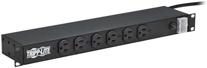 Tripp Lite 12-Outlet Rackmount PDU Power Strip, Network-Grade Front & Rear Facing Outlets, 15A, 120V, 15ft Cord with 5-15P Plug, Horizontal 1U Rack Mount, Lifetime Manufacturer's Warranty (RS-1215)