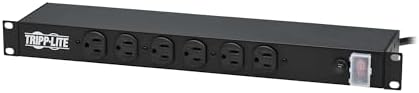 Tripp Lite 12-Outlet Rackmount PDU Power Strip, Network-Grade Front & Rear Facing Outlets, 15A, 120V, 15ft Cord with 5-15P Plug, Horizontal 1U Rack Mount, Lifetime Manufacturer's Warranty (RS-1215)