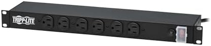 Tripp Lite 12-Outlet Rackmount PDU Power Strip, Network-Grade Front & Rear Facing Outlets, 15A, 120V, 15ft Cord with 5-15P Plug, Horizontal 1U Rack Mount, Lifetime Manufacturer's Warranty (RS-1215)