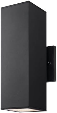 mirrea 12" Modern Outdoor Porch Light in 2 Lights, Matte Black, 1 Pack