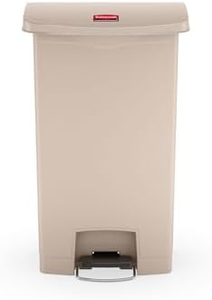 Rubbermaid Commercial Products STREAMLINE Plastic Front Step Step-On-Trash/Garbage Can/Bin 18 GAL Beige for Doctor's Office/Hospitals/Healthcare