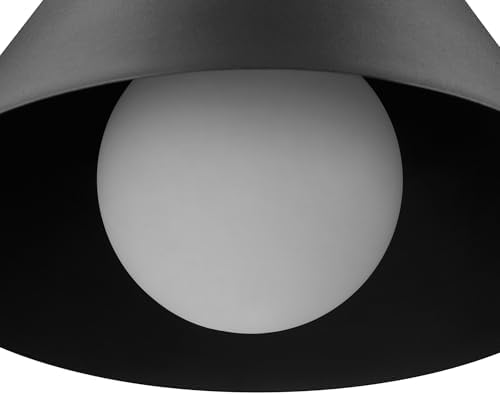 Globe Electric 60000163 1-Light Outdoor Flush Mount, Painted Black Sand Texture, Frosted Opal Glass Inner Shade