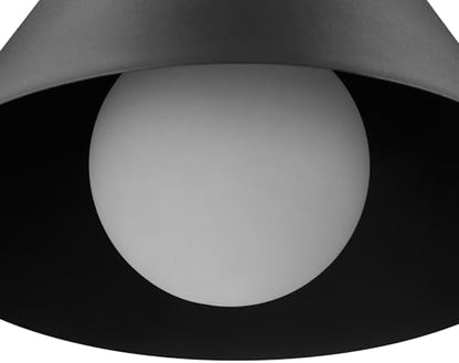 Globe Electric 60000163 1-Light Outdoor Flush Mount, Painted Black Sand Texture, Frosted Opal Glass Inner Shade