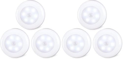 STAR-SPANGLED 6 Pack 2.8” Motion Sensor Lights Indoor AAA Battery Operated, Stick on LED Puck Light for Stairs, Under Cabinet, Closet, Cool White
