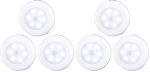 STAR-SPANGLED 6 Pack 2.8” Motion Sensor Lights Indoor AAA Battery Operated, Stick on LED Puck Light for Stairs, Under Cabinet, Closet, Cool White