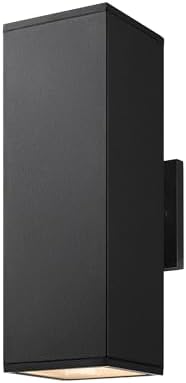mirrea 14" Modern Outdoor Porch Light in 2 Lights, Matte Black, 1 Pack