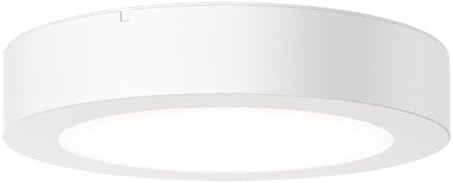 Juno Slim Basics 4 Inch LED Ceiling Light, Low Profile Surface Mount Downlight for Shower or Closet Lighting, 3000K/4000K/5000K Selectable White Light, Edged Trim, Wet Rated, Matte White, 6 Pack