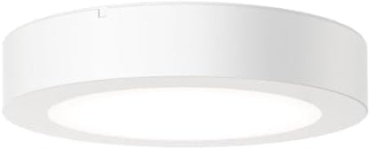 Juno Slim Basics 4 Inch LED Ceiling Light, Low Profile Surface Mount Downlight for Shower or Closet Lighting, 3000K/4000K/5000K Selectable White Light, Edged Trim, Wet Rated, Matte White, 6 Pack