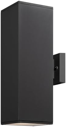 mirrea 18" Modern Outdoor Porch Light in 2 Lights, Matte Black, 1 Pack