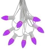 Novelty Lights 25 Foot C7 LED Outdoor Lighting Patio Christmas String Lights, Purple, White Wire, 25 Bulbs