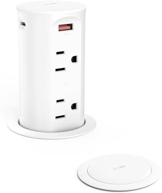 Jgstkcity Pop up Countertop Outlet,2.5in Hole Desk Grommet,65W USB