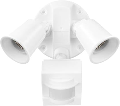 GLOBE Electric 17000269 110-Degree 240 W Twin Head White Hardwired Motion Sensor Security Flood Light, Spotlight, Outdoor, Outside House Lights (Pack of 12)