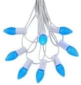 Novelty Lights 25 Foot C7 LED Outdoor Lighting Patio Christmas String Lights, Blue, White Wire, 25 Bulbs