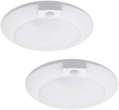 Maxxima 6 in. Round Motion Sensor LED Ceiling Mount Light Fixture - 600 Lumens, 3000K Warm White, Indoor Dome Light, Ideal for Closet, Hallway, or Kitchen Pantry Lighting (Pack of 2)