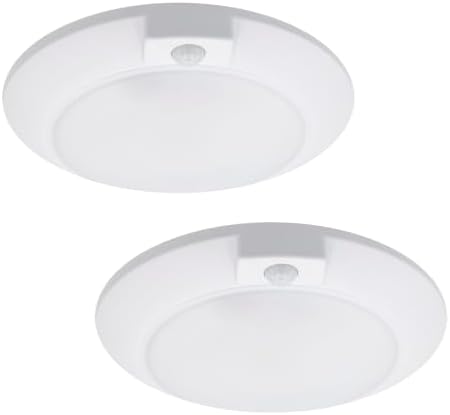 Maxxima 6 in. Round Motion Sensor LED Ceiling Mount Light Fixture - 600 Lumens, 3000K Warm White, Indoor Dome Light, Ideal for Closet, Hallway, or Kitchen Pantry Lighting (Pack of 2)