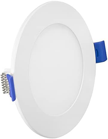 Maxxima 4 in. 5 CCT Ultra Thin Recessed LED Downlight - 5 Color Temperature Selectable 2700K/3000K/3500K/4000K/5000K, 750 Lumens, Slim Canless, IC Rated, Dimmable Ceiling Light, J-Box Included