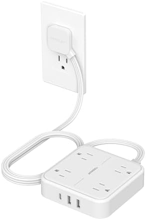 TESSAN Surge Protector Flat Extension Cord 5Ft, Flat Plug Power Strip