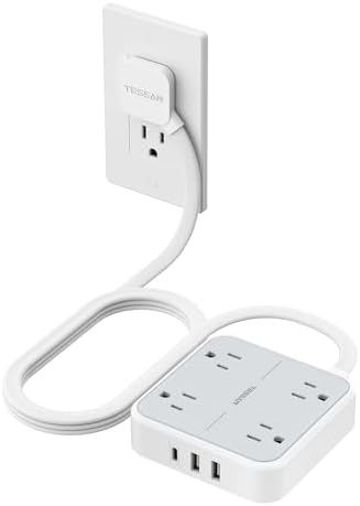 TESSAN Surge Protector Flat Extension Cord 5Ft, Flat Plug Power Strip