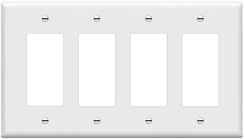 ENERLITES 4-Gang White Mid-Size Decorator Switch Outlet Wall Plate Cover