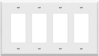 ENERLITES 4-Gang White Mid-Size Decorator Switch Outlet Wall Plate Cover