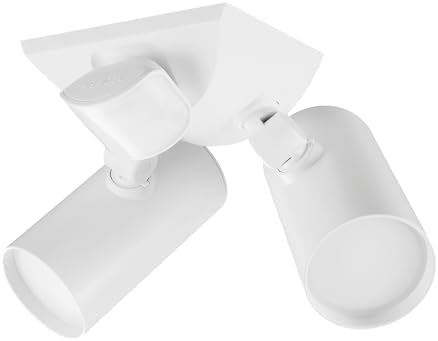 Globe Electric 180-Degree 22W Twin Head White Wired Motion Activated Diecast Architectural Security Light, Spotlight, Outdoor, Outside House Lights