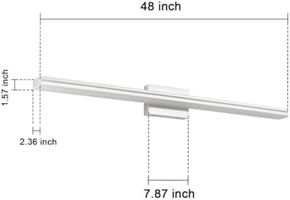 SineRise 48-Inch LED Modern Bathroom Vanity Light Bar, Chrome Modern Acrylic Bathroom Wall Lighting Fixtures Over Mirror (Cool White 6000K)