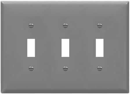ENERLITES Triple Light Switch Wall Plate, Toggle Switch Plate, 3-Gang Gloss Finish, Mid-Size 4.88" x 6.77", Unbreakable Polycarbonate Thermoplastic, UL Listed, 8813M-GY, Gray