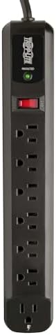 Tripp Lite 7 Outlet (6 Right Angle + 1 Transformer Outlet) Surge Protector Power Strip, 4ft Cord, Black, Lifetime Limited Warranty & $25K INSURANCE (TLP74RB)