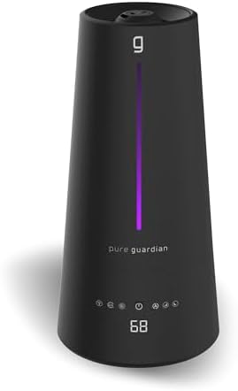 PureGuardian 1.5 Gal Ultrasonic Warm & Cool Mist Humidifier with UV-C Light, IntelliSense Humidistat, 90-Hr Runtime, for Large Rooms up to 540 Sq. Ft., Black, H5665B