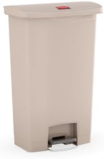 Rubbermaid Commercial Products STREAMLINE Plastic Front Step Step-On-Trash/Garbage Can/Bin 18 GAL Beige for Doctor's Office/Hospitals/Healthcare