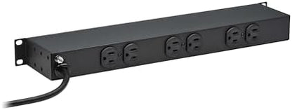 Tripp Lite 12-Outlet Rackmount PDU Power Strip, Network-Grade Front & Rear Facing Outlets, 15A, 120V, 15ft Cord with 5-15P Plug, Horizontal 1U Rack Mount, Lifetime Manufacturer's Warranty (RS-1215)