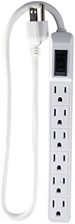 Go Green Power 6-Outlet Mini Surge Protector, 90 Joules, Circuit Breaker, Mountable, White – Ideal for Computers & Home Appliances