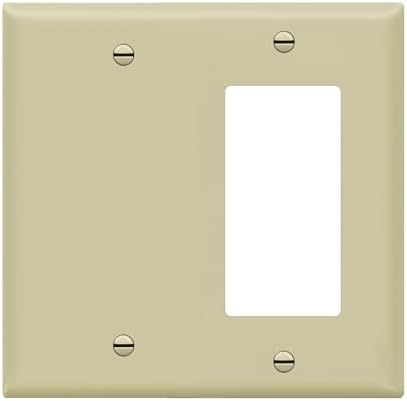 ENERLITES Combination Decorator Rocker/Blank Outlet Wall Plate, Standard Size, 2-Gang 4.50 inch x 4.57 inch Light Switch Cover, Polycarbonate Thermoplastic, UL Listed, 880131-I, Ivory