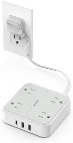 TESSAN Surge Protector Flat Extension Cord 1 Ft, Ring Plug Power Strip