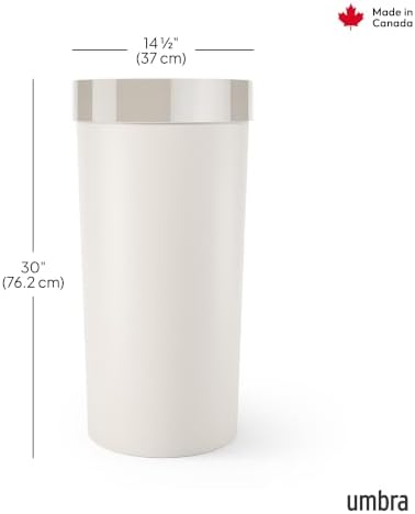 Umbra Vento Kitchen Trash Can, Open Top 16.5 Gallon Garbage Can, Sand