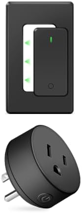 Remote Switch Outlet,NineLeaf Remote Control Outlet Plug with Switch | Wireless On/Off Light Switches Wall Mounted,15A/1500W LED,TUV List,No Wiring Needed,500ft RF,for Lamp,Fans,Household,Black