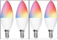 Tuya Bluetooth Smart LED Light Bulbs RGBCW, E14 Music Sync Color Changing,with App Control for Living Room, Party,4PACK.