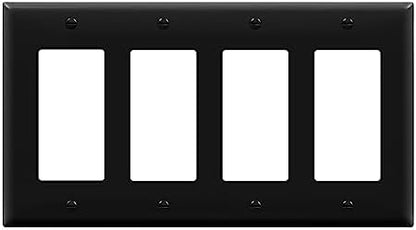 ENERLITES 4-Gang Black Decorator Light Switch Outlet Wall Plate Cover
